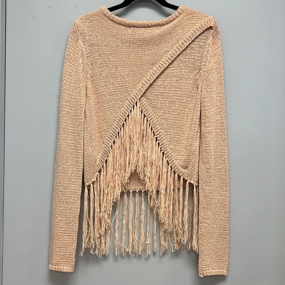 English Factory Knit Tasseled Sweater with Crossed Details on Back Size Medium - Picture 2 of 6